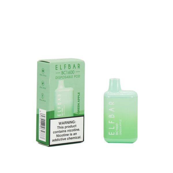 ELF BAR BC1600 Puffs Disposable Vape Wholesale Green Apple Flavors