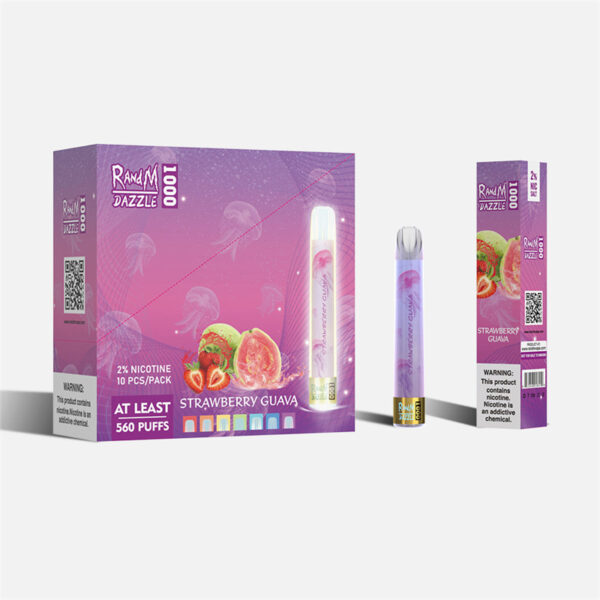 RandM Dazzle 1000 Puffs Led Light Disposable Vape Wholesale Strawberry Guava