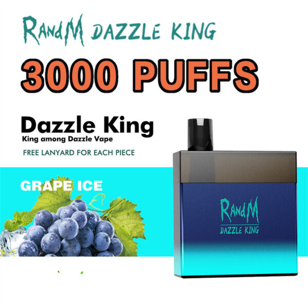 RandM Dazzle King 3000 Puffs Led Light Glowing Disposable Vape Wholesale Grape Ice