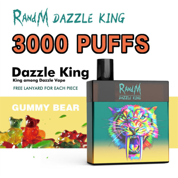 RandM Dazzle King 3000 Puffs Led Light Glowing Disposable Vape Wholesale Gummy Bear