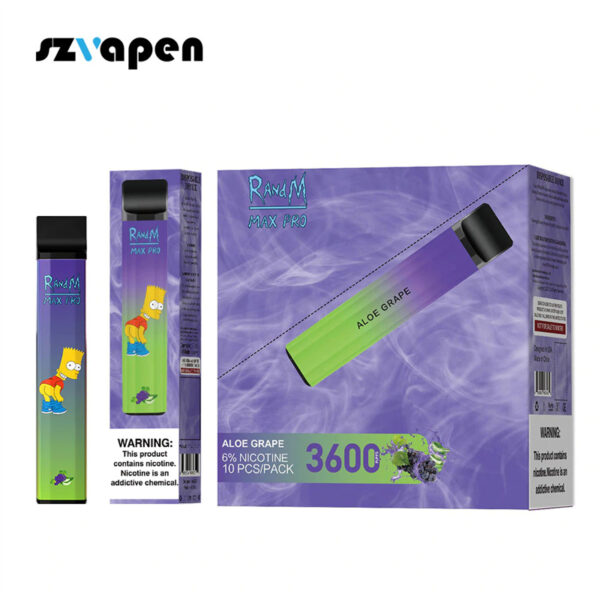 RandM Max Pro 3600 Puffs Disposable Vape Wholesale Aloe Grape Flavors