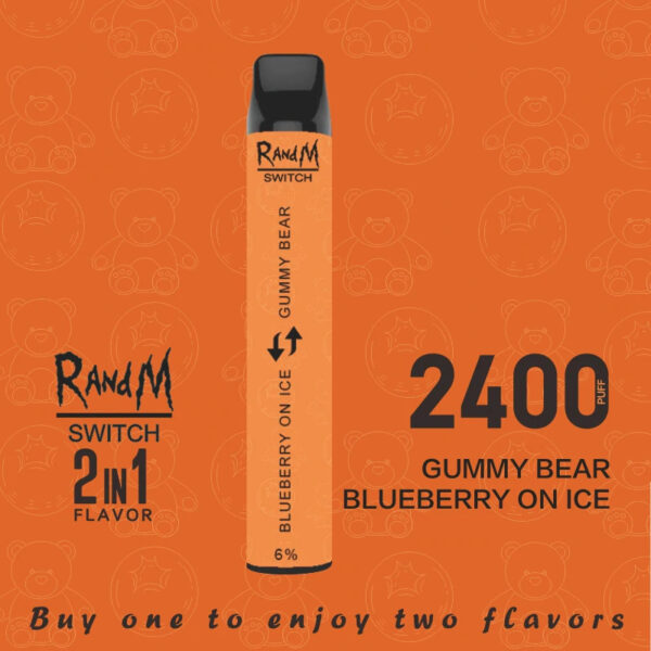 RandM Switch RM 2in1 2400 Puffs Disposable Vape Wholesale Blueberry Ice Gummy Bear