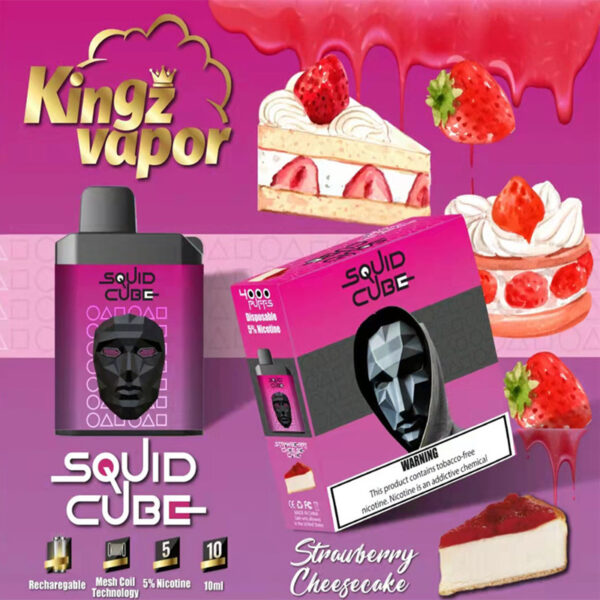 SQUID CUBE 4000 Puffs Disposable Vape Wholesale Strawberry Cheesecake