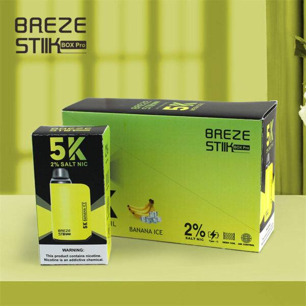 Breze Stiik BOX Pro 5000 Puffs Disposable Vape Wholesale Banana Ice Flavors