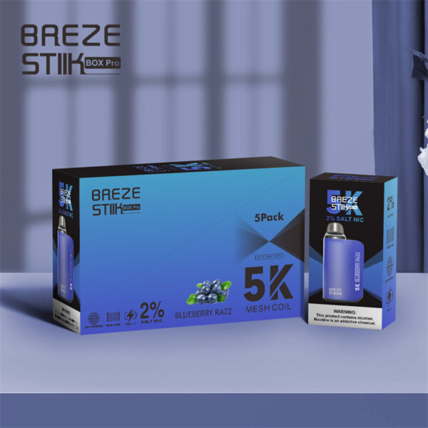 Breze Stiik BOX Pro 5000 Puffs Disposable Vape Wholesale Blueberry Razz