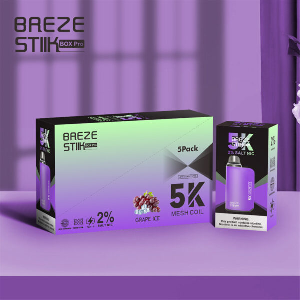 Breze Stiik BOX Pro 5000 Puffs Disposable Vape Wholesale Grape Ice