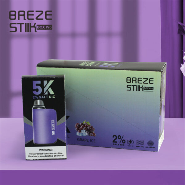 Breze Stiik BOX Pro 5000 Puffs Disposable Vape Wholesale Grape Ice Flavors