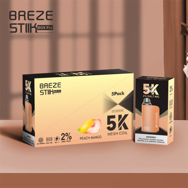 Breze Stiik BOX Pro 5000 Puffs Disposable Vape Wholesale Peach Mango