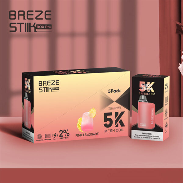 Breze Stiik BOX Pro 5000 Puffs Disposable Vape Wholesale Pink Lemonade