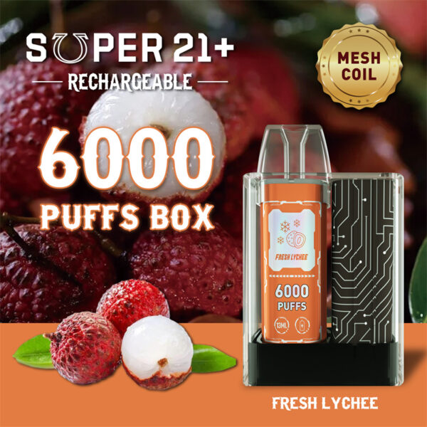 Super21 6000 Puffs Disposable Vape Wholesale Flesh Lychee