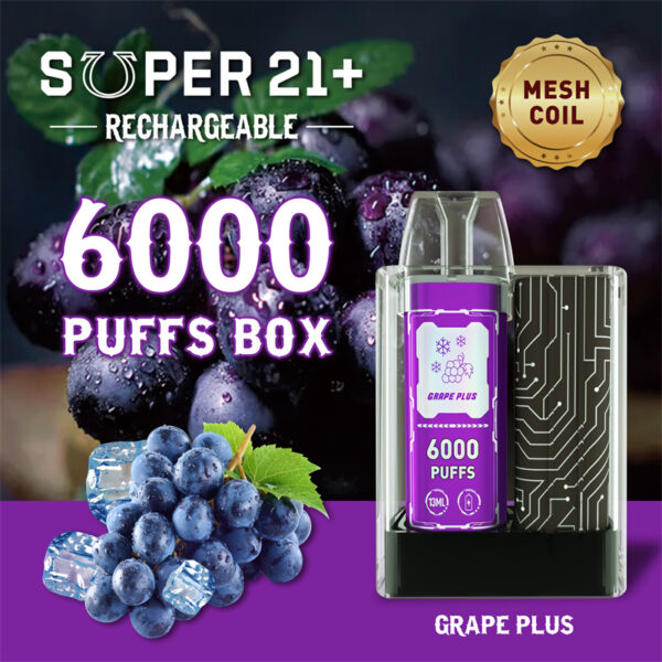 Super21 6000 Puffs Disposable Vape Wholesale Grape Plus