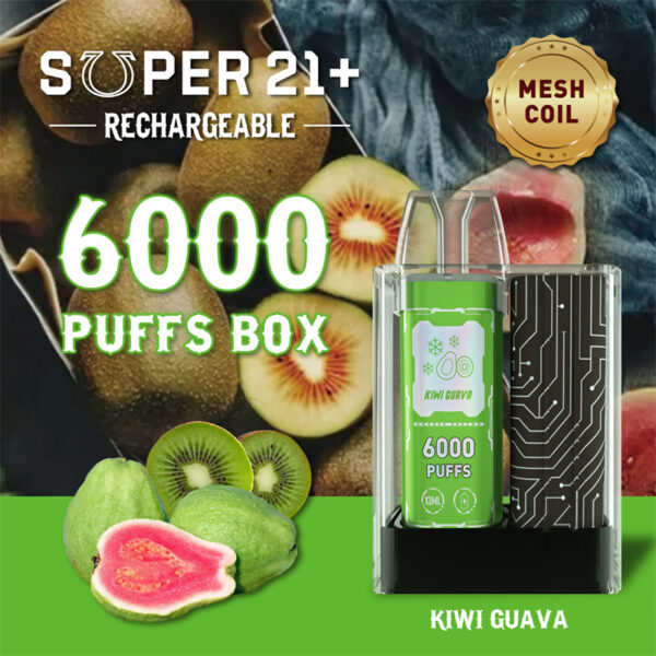 Super21 6000 Puffs Disposable Vape Wholesale Kiwi Guava