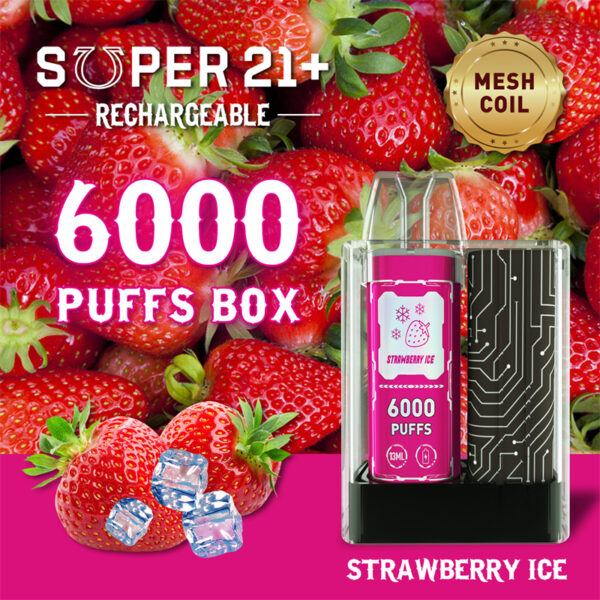 Super21 6000 Puffs Disposable Vape Wholesale Strawberry Ice