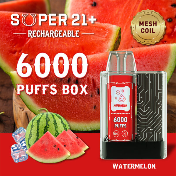 Super21 6000 Puffs Disposable Vape Wholesale Watermelon